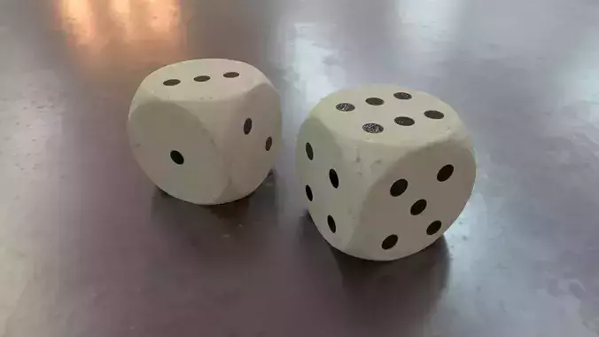 Antique Dice PBR Game-Ready Low-poly 3D model