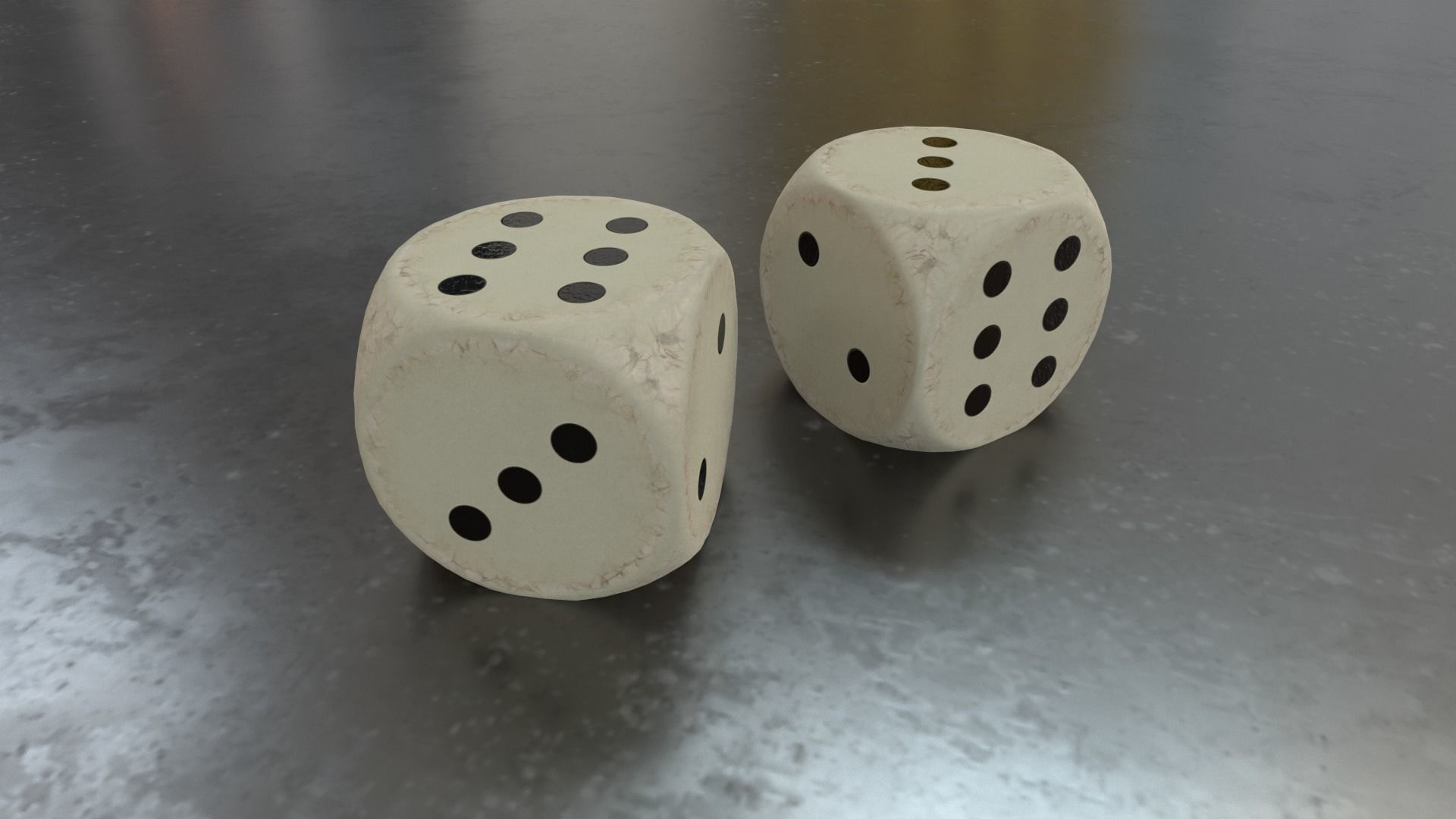 Antique Dice PBR Game-Ready Low-poly 3D model_4
