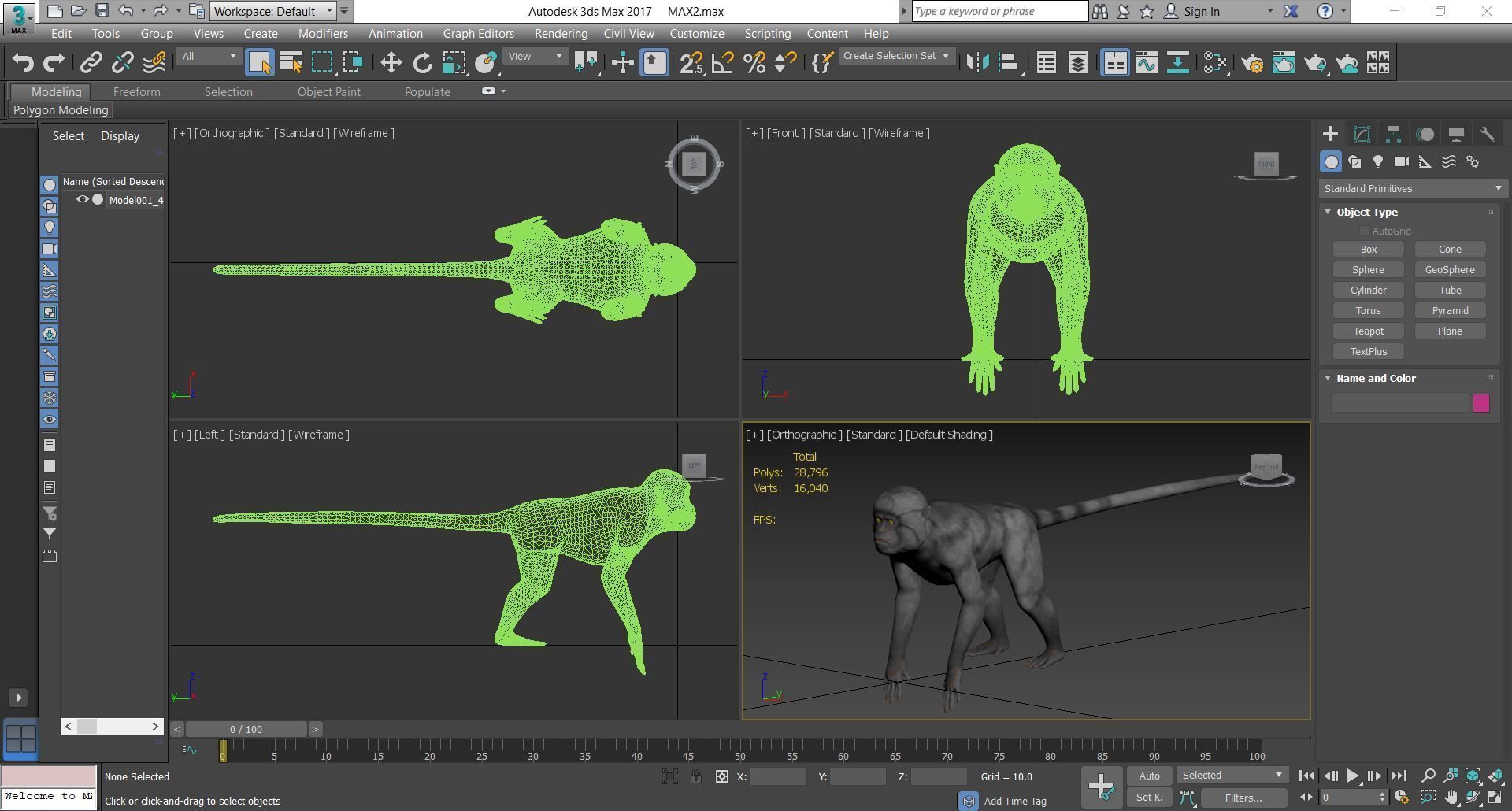 Animal - Monkey Low-poly 3D model_4