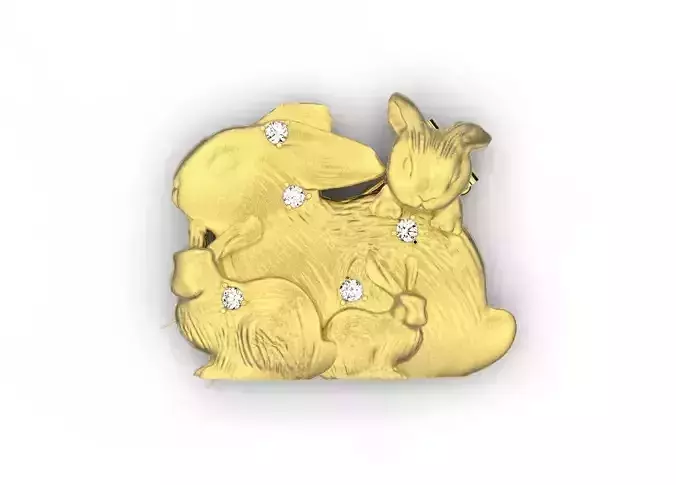 Brooch with rabbits