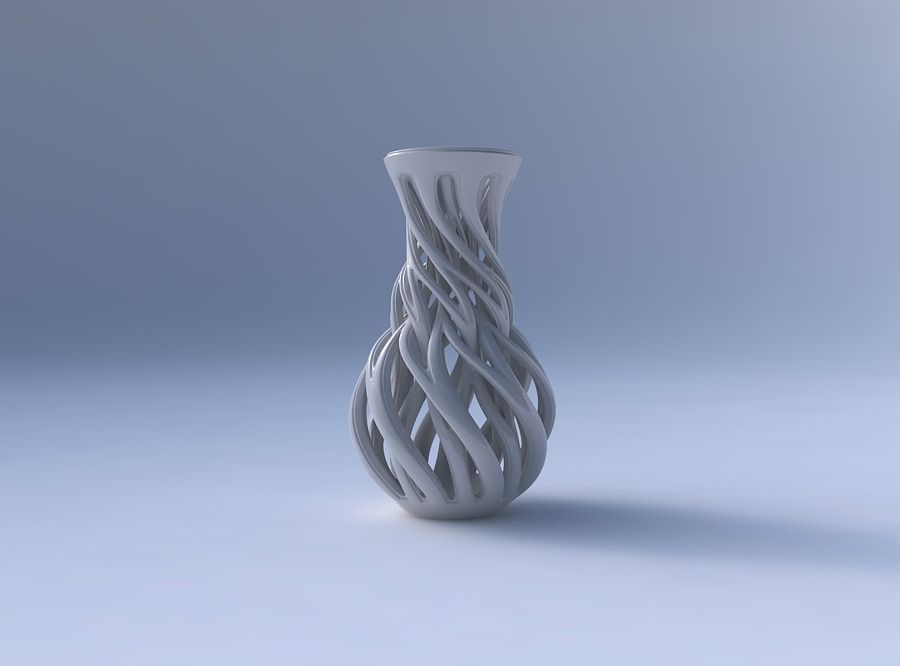 Vase twisted spherical bottom with beveled intertwining lines... 3D print model_4