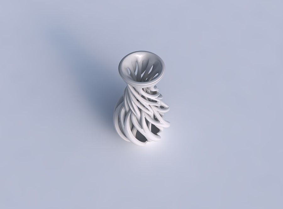 Vase twisted spherical bottom with beveled intertwining lines... 3D print model_1