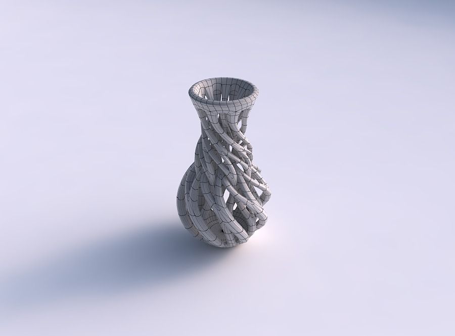 Vase twisted spherical bottom with beveled intertwining lines... 3D print model_5