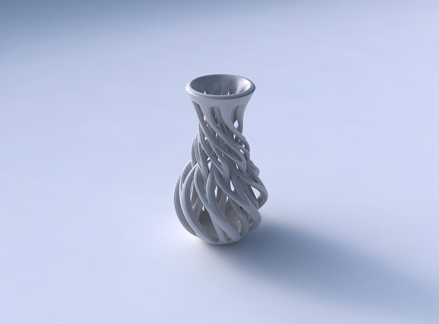 Vase twisted spherical bottom with beveled intertwining lines... 3D print model_3