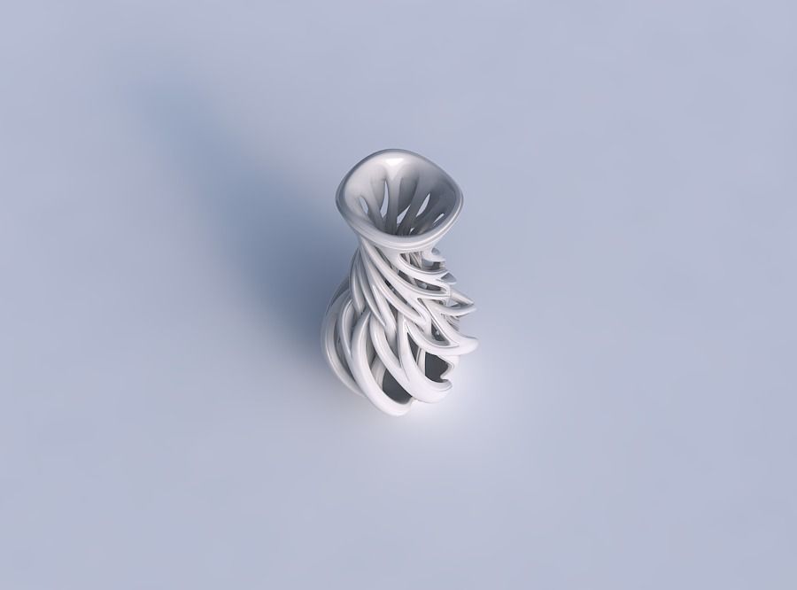 Vase twisted spherical bottom with beveled intertwining lines... 3D print model_1