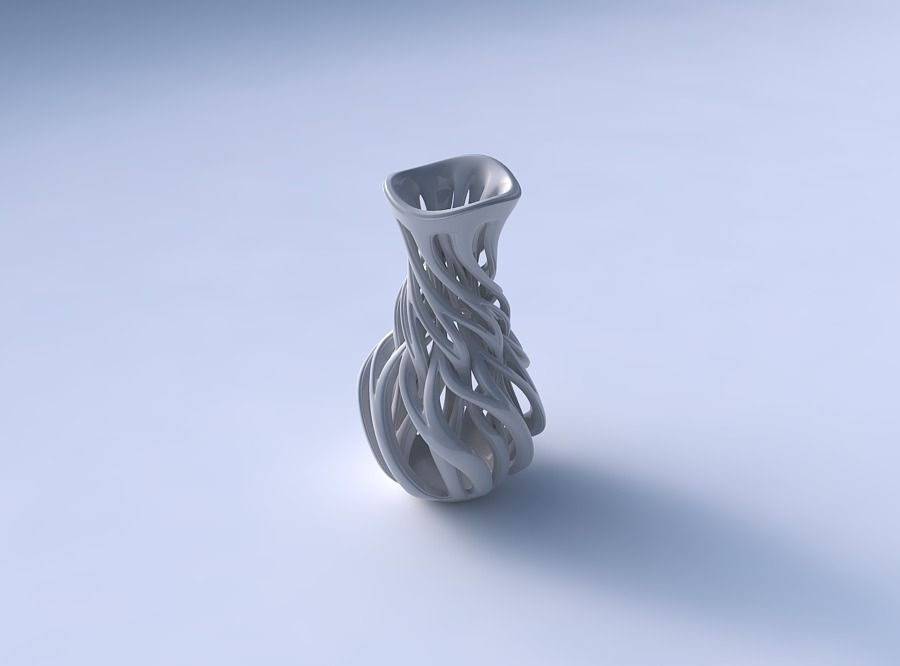 Vase twisted spherical bottom with beveled intertwining lines... 3D print model_3