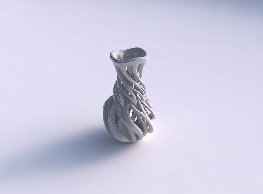 Vase twisted spherical bottom with beveled intertwining lines... 3D print model_0