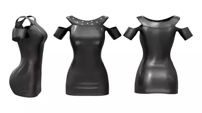 Shoulder Cutout Leather Mini Dress