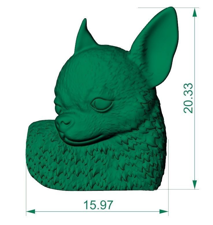 chihuahua head pendant 3D print model_4