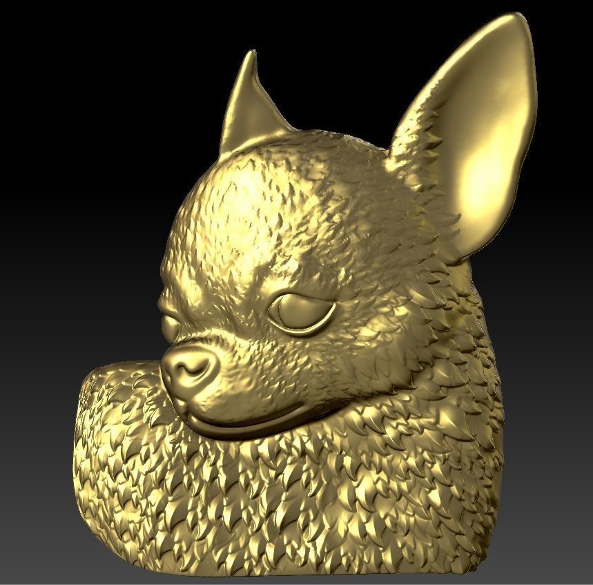 chihuahua head pendant 3D print model_1