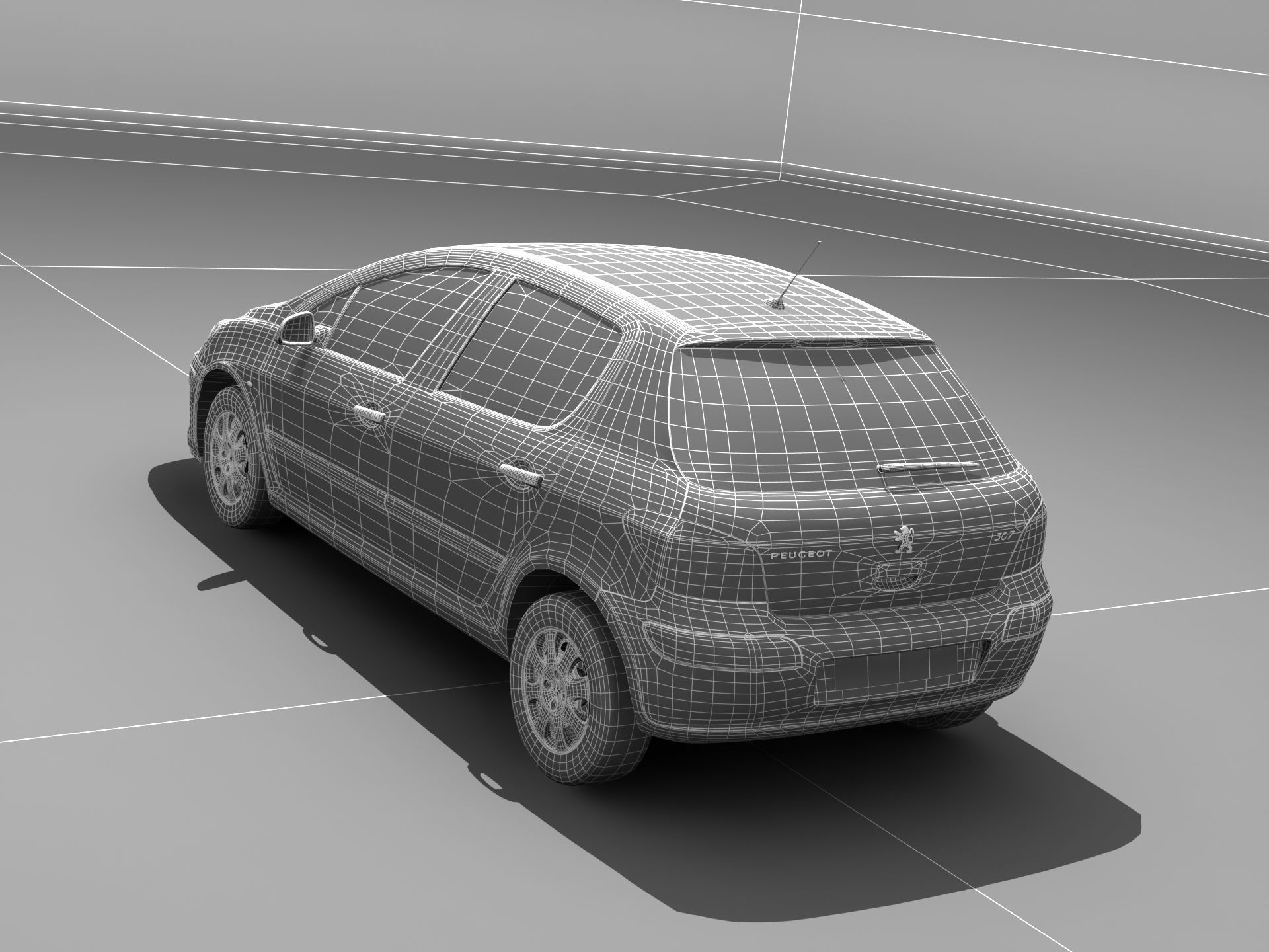 Peugeot 307 Confort Low-poly 3D model_30