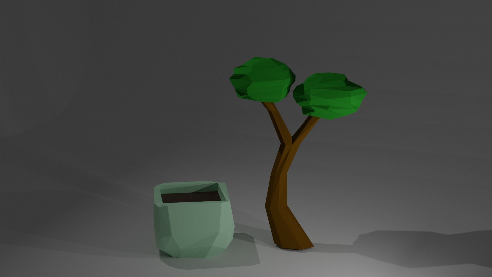Tree in a flowerpot Low-poly 3D model_2