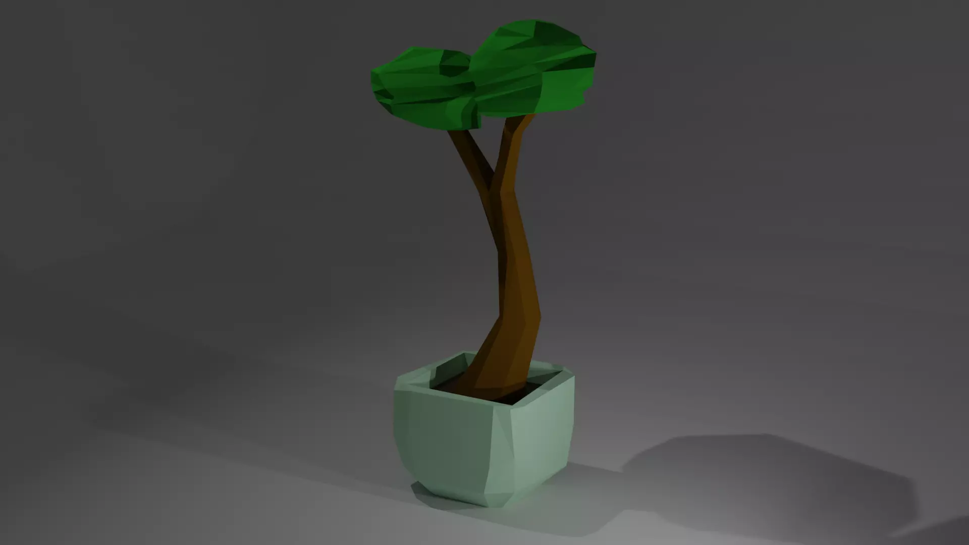 Tree in a flowerpot Low-poly 3D model_0