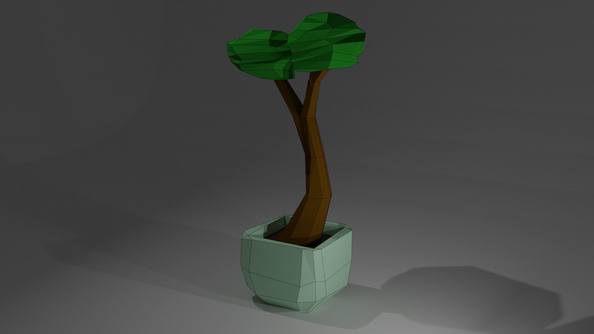 Tree in a flowerpot Low-poly 3D model_3