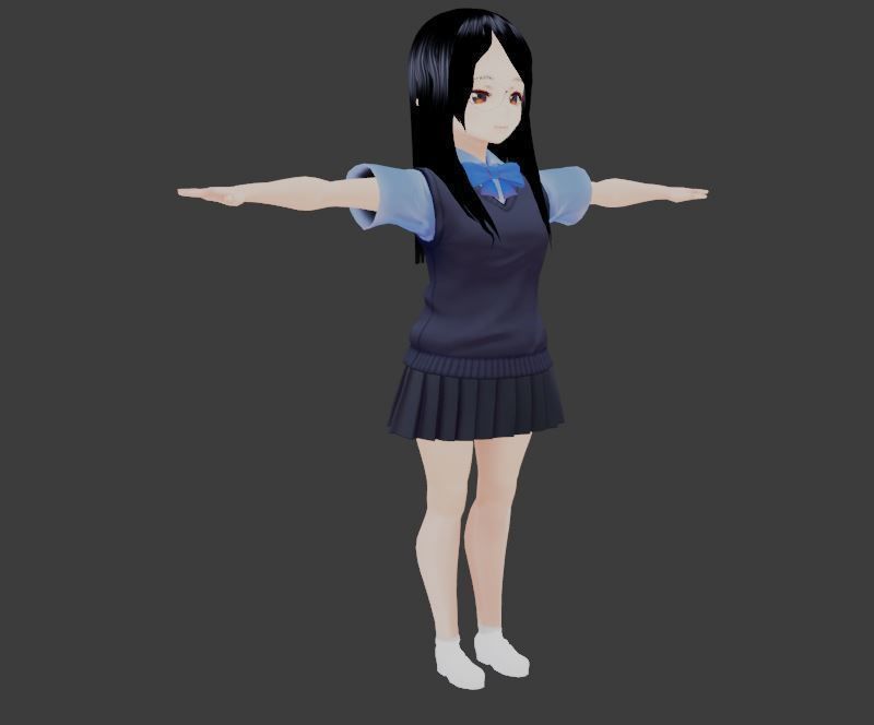 SciFi 3d anime kawaii girl character c12 Low-poly 3D model_1