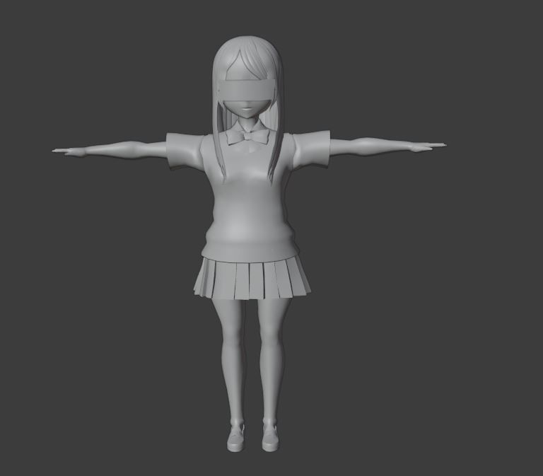 SciFi 3d anime kawaii girl character c12 Low-poly 3D model_7