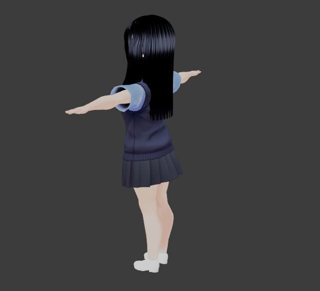 SciFi 3d anime kawaii girl character c12 Low-poly 3D model_5