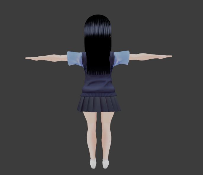 SciFi 3d anime kawaii girl character c12 Low-poly 3D model_2