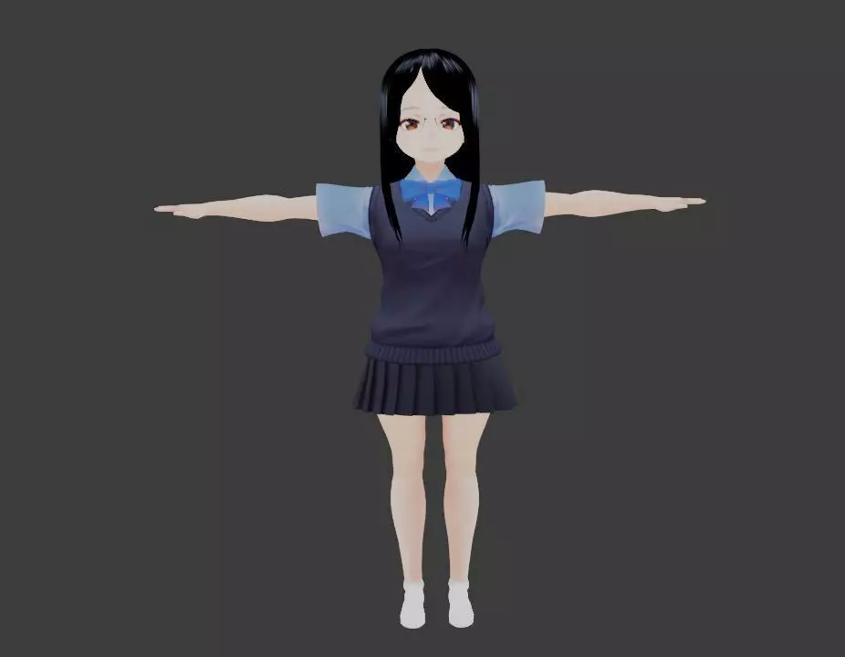 SciFi 3d anime kawaii girl character c12 Low-poly 3D model_0
