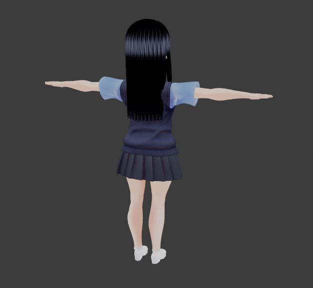 SciFi 3d anime kawaii girl character c12 Low-poly 3D model_4