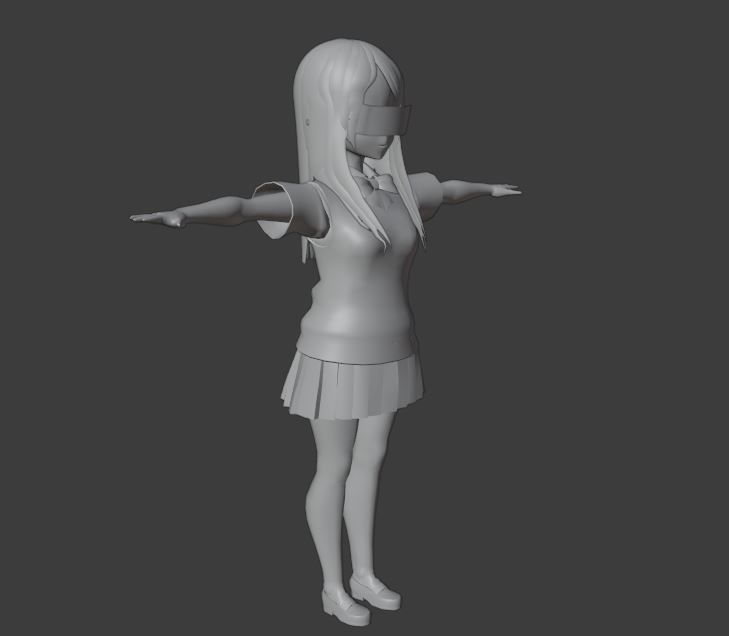 SciFi 3d anime kawaii girl character c12 Low-poly 3D model_10