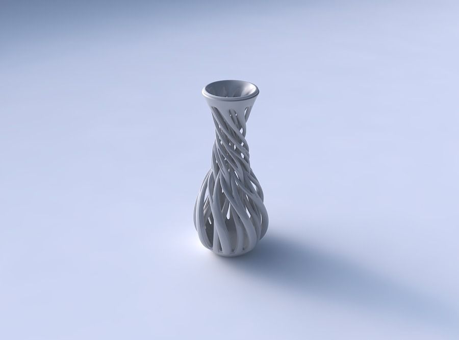 Vase twisted spherical bottom with beveled intertwining lines... 3D print model_3