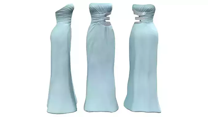 Side Cutout Evening Dress Low-poly 3D model