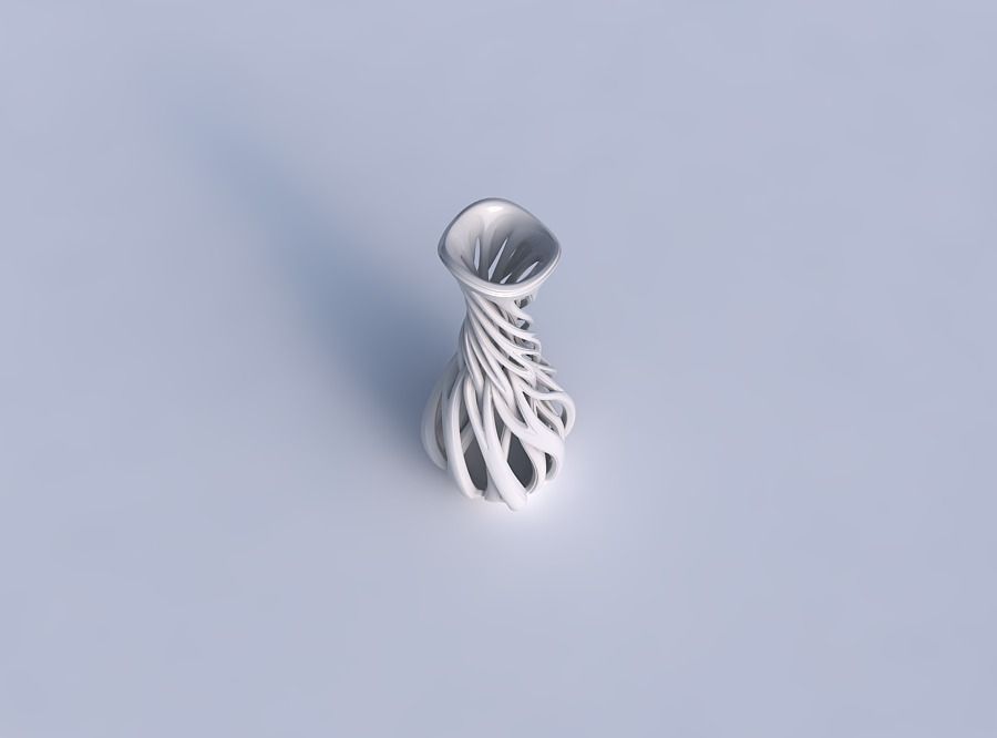 Vase twisted spherical bottom with beveled intertwining lines... 3D print model_1