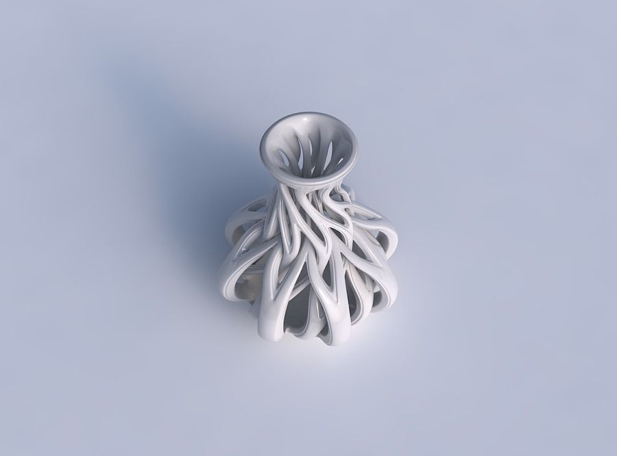 Vase twisted spherical bottom with beveled intertwining lines... 3D print model_1