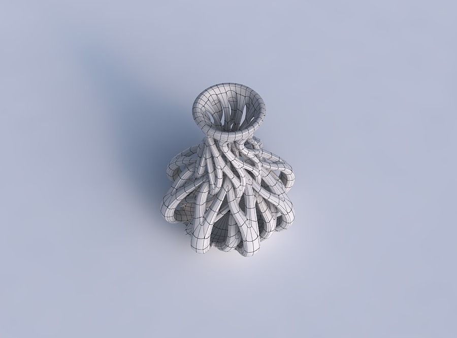 Vase twisted spherical bottom with beveled intertwining lines... 3D print model_6