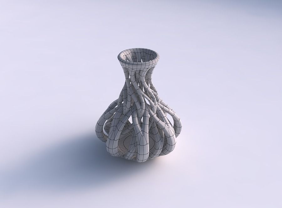 Vase twisted spherical bottom with beveled intertwining lines... 3D print model_5