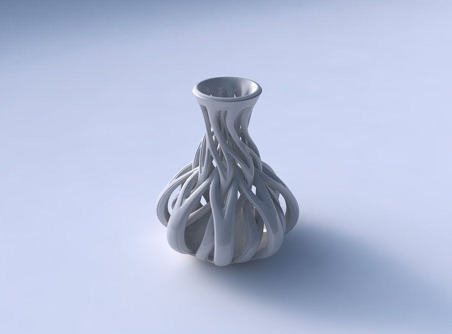 Vase twisted spherical bottom with beveled intertwining lines... 3D print model_3