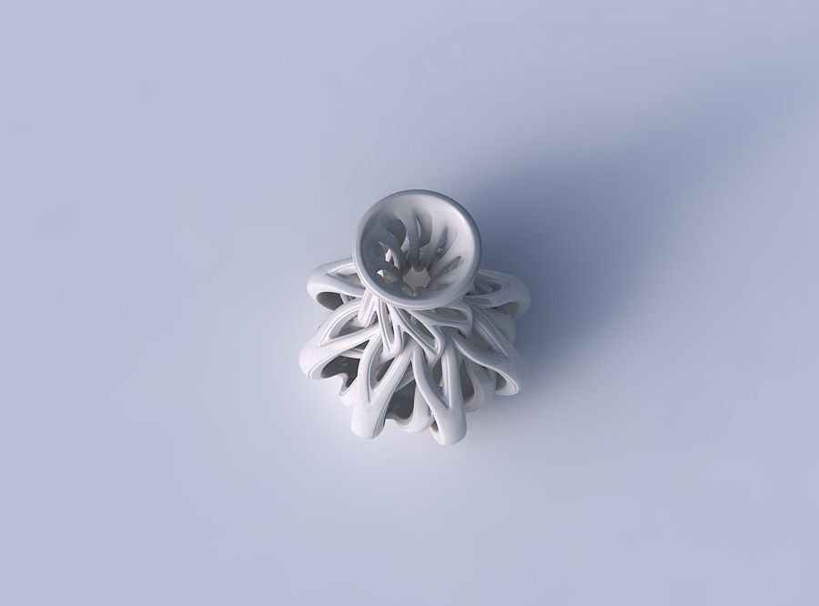 Vase twisted spherical bottom with beveled intertwining lines... 3D print model_2