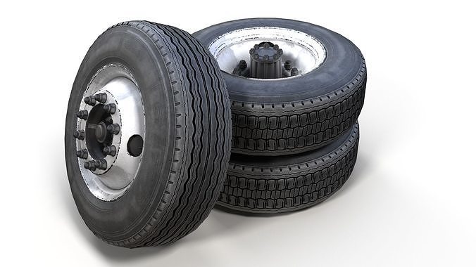Heavy truck steel wheels PBR Low-poly 3D model 2