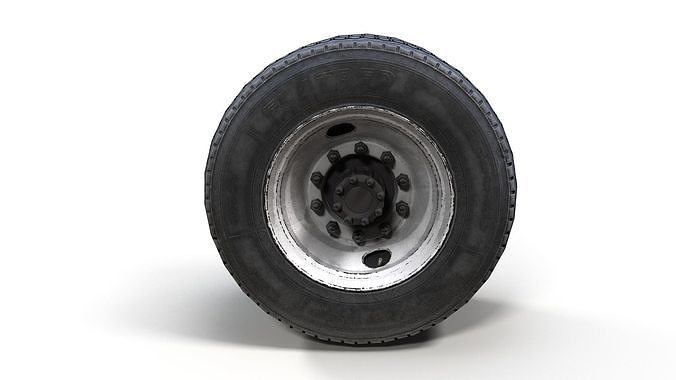 Heavy truck steel wheels PBR Low-poly 3D model 7