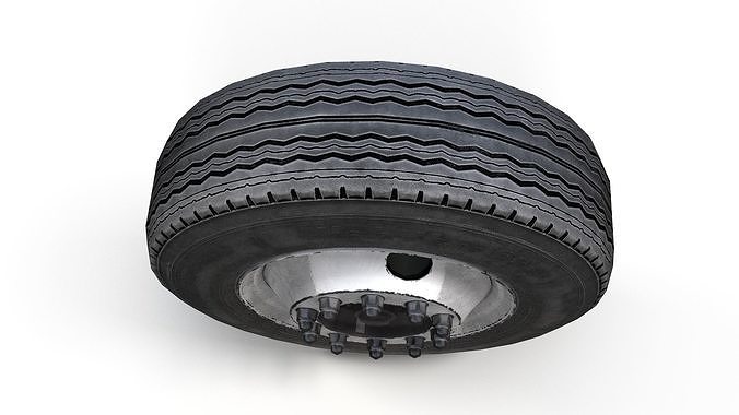 Heavy truck steel wheels PBR Low-poly 3D model 5