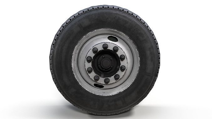 Heavy truck steel wheels PBR Low-poly 3D model 4