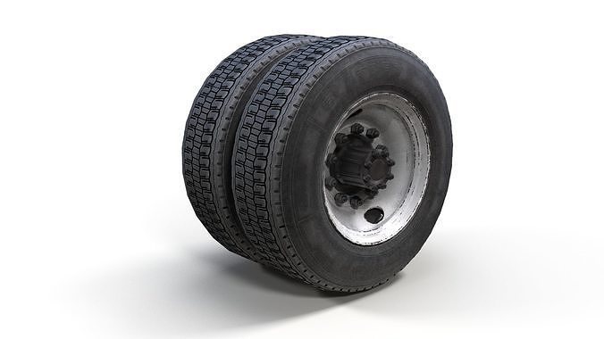 Heavy truck steel wheels PBR Low-poly 3D model 6