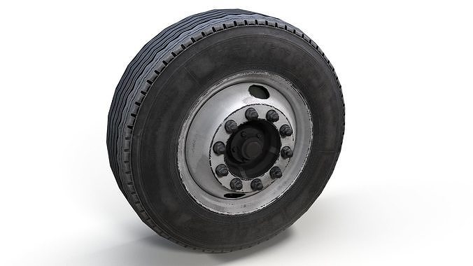 Heavy truck steel wheels PBR Low-poly 3D model 3