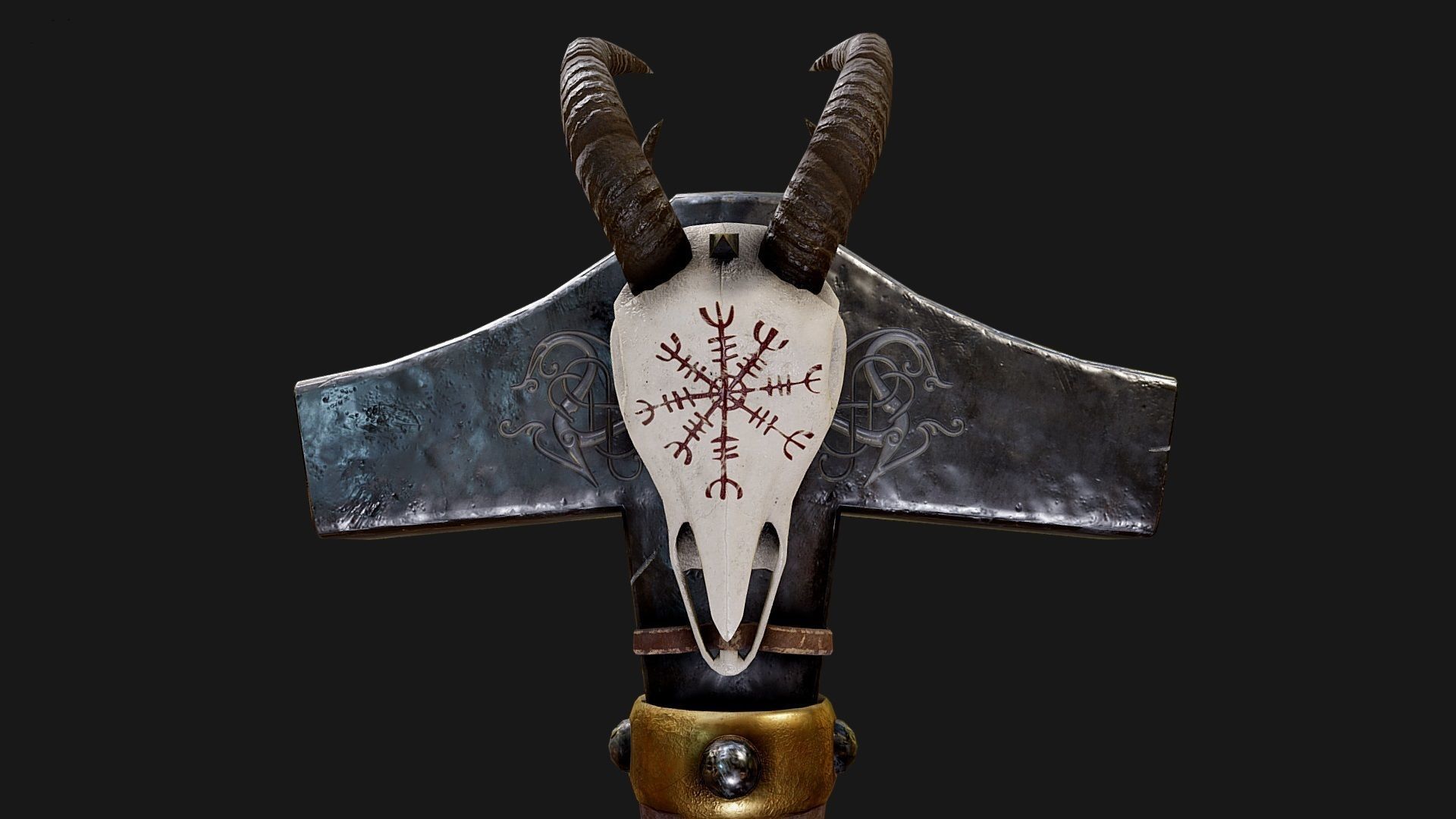 Two Handed Mjolnir Low-poly 3D model_4