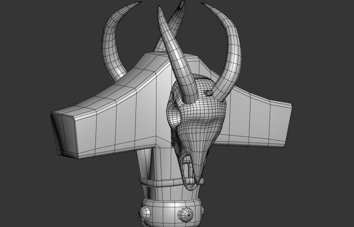 Two Handed Mjolnir Low-poly 3D model_6