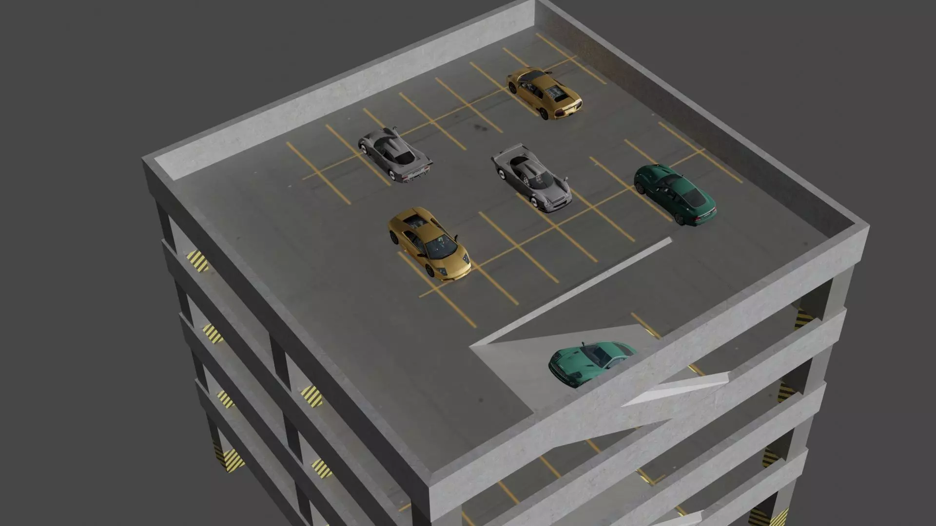 Parking Lot model Low-poly 3D model_0
