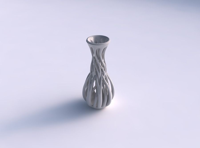 Vase twisted spherical bottom with beveled intertwining lines tapered