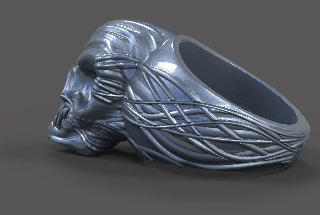 Bad Skull Ring 3D print model_1