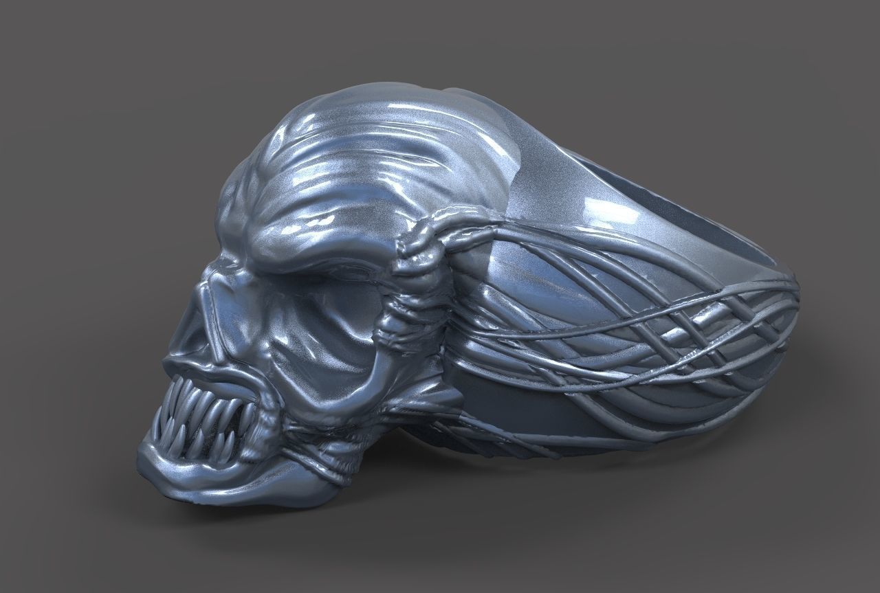 Bad Skull Ring 3D print model_2