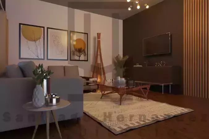 Living Room SketchUp  2021 Interior Scene  model 3D Free 3D model