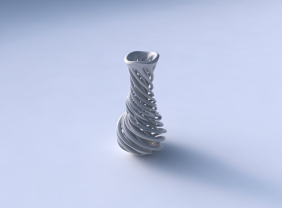 Vase twisted slim spherical bottom with beveled intertwining ... 3D print model_3