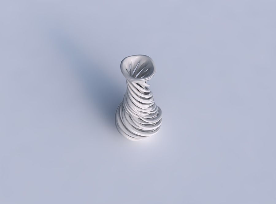Vase twisted slim spherical bottom with beveled intertwining ... 3D print model_1