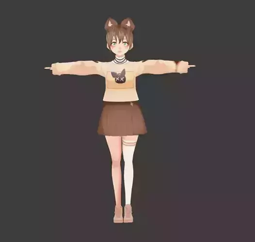 SciFi 3d anime kawaii girl character c10