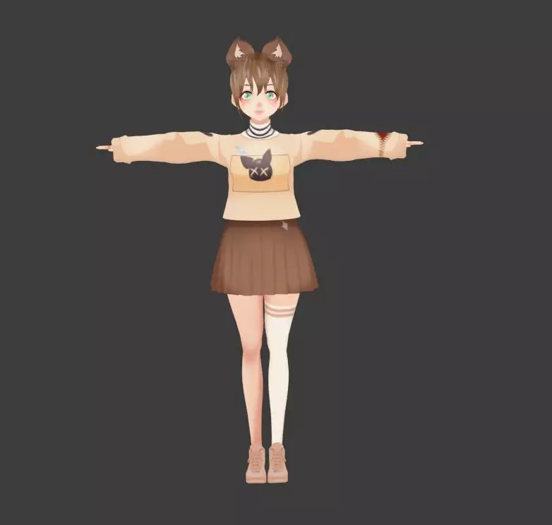 SciFi 3d anime kawaii girl character c10 Low-poly 3D model_0